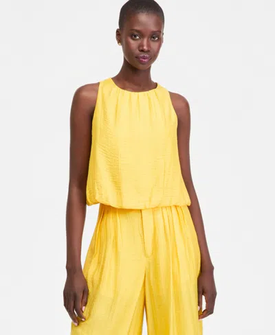 On 34th Women's Gauze Cropped Bubble Tank Top, Macy's Exclusive In Yellow