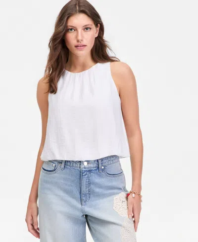 On 34th Women's Gauze Cropped Bubble Tank Top, Macy's Exclusive In Gray
