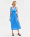 On 34th Women's Gauze Double V-neck Empire Midi Dress, Exclusively At Macy's In Beach Blue