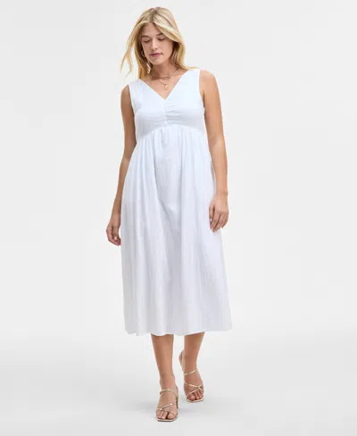On 34th Women's Gauze Double V-neck Empire Midi Dress, Exclusively At Macy's In Bright White
