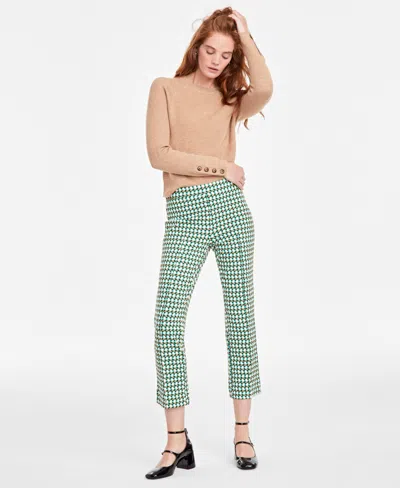 On 34th Women's Geo-print Ponte-knit Ankle Pants, Created For Macy's In Catlina Green