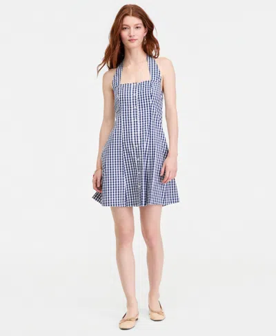 On 34th Women's Gingham Halter Mini Dress, Macy's Exclusive In Blue