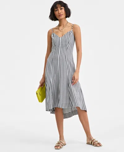 On 34th Women's Mommy & Me Gingham High-low Midi Dress, Exclusively At Macy's In Deep Black Gingham Combo