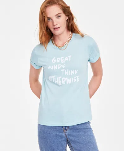 On 34th Women's Great Minds Crewneck Short-sleeve T-shirt, Created For Macy's In Green Mist Combo