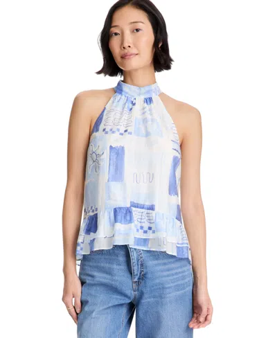 On 34th Women's Halter Bow Tie Neck Ruffled-hem Top, Macy's Exclusive In Mackenzie Market