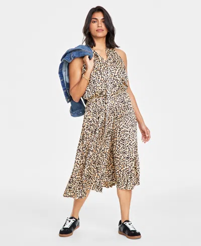 On 34th Women's Halter-neck Midi Dress, Created For Macy's In Animal Print