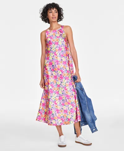 On 34th Women's Hammered Satin Sleeveless Midi Dress, Created For Macy's In Fuchsia Purple