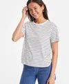 On 34th Women's Hi-low Square Hem Tee, Exclusively At Macys' In Washed White