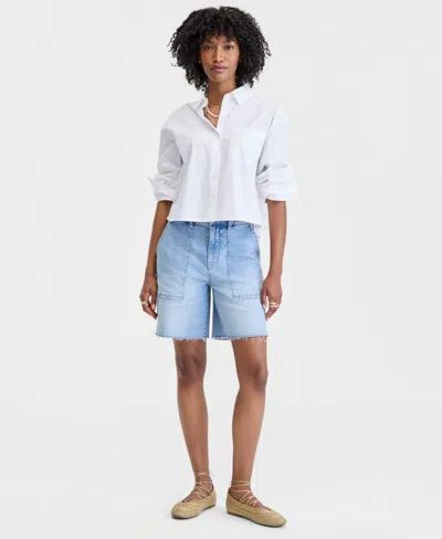On 34th Women's High Rise A-line Denim Utility Bermuda Shorts, Macy's Exclusive In Rose Wash