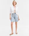 On 34th Women's High Rise Cargo Bermuda Jean Shorts, Exclusively At Macy's In Light Wash