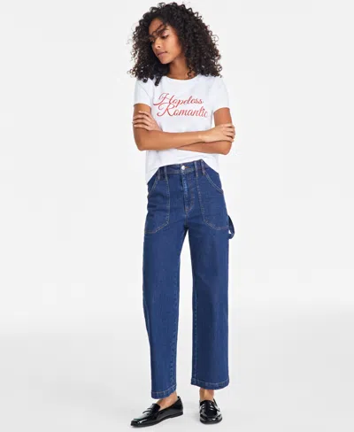 On 34th Women's High-rise Carpenter Jeans, Exclusively At Macy's In Deep Blue