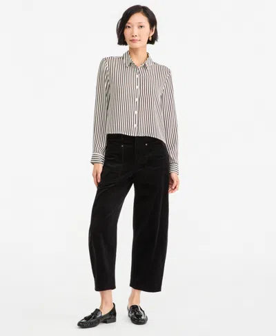 On 34th Women's High Rise Corduroy Utility Barrel Pants, Macy's Exclusive In Deep Black
