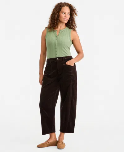 On 34th Women's High Rise Corduroy Utility Barrel Pants, Macy's Exclusive In Ganache