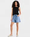 On 34th Women's High-rise Paperbag-waist Jean Shorts, Macy's Exclusive In Black