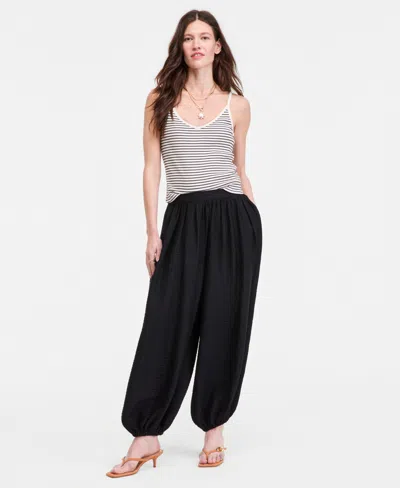 On 34th Women's High Rise Pull On Gauze Balloon Pants, Macy's Exclusive In Black