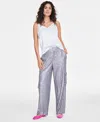 On 34th Trendy Plus Size Sequin Straight-leg Cargo Pants, Exclusively At Macy's In Shark Fin