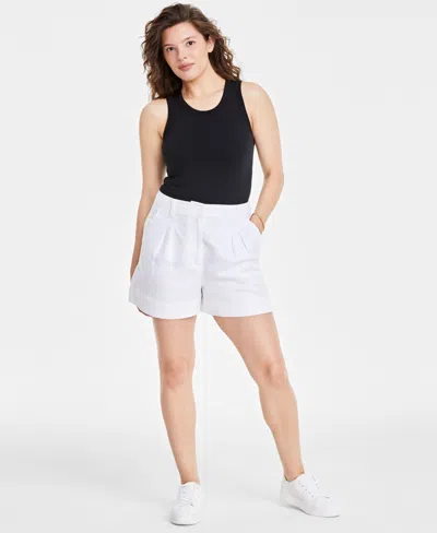 On 34th Women's High-rise Tailored Shorts, Created For Macy's In Bright White