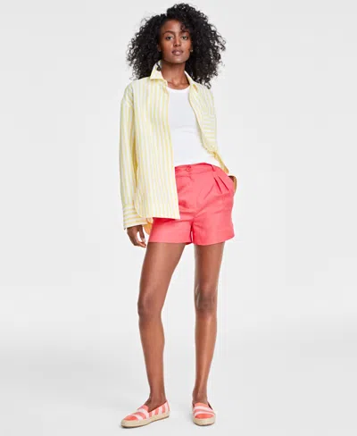 On 34th Women's High-rise Tailored Shorts, Created For Macy's In Penny Coral