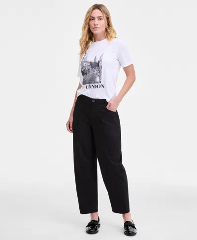 On 34th Women's High-rise Utility Barrel-leg Ankle Pants, Macy's Exclusive In Black