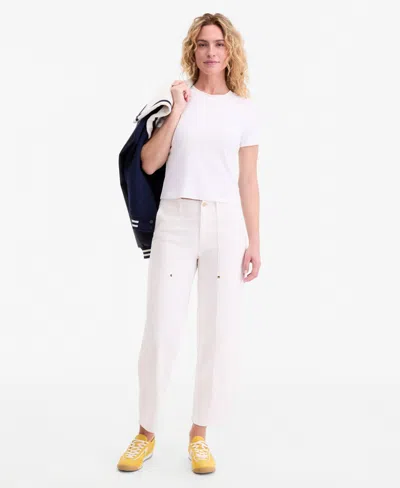 On 34th Women's High-rise Utility Straight-leg Ankle Pants, Macy's Exclusive In White
