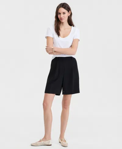 On 34th Women's High-rise Crepe Bermuda Shorts, Macy's Exclusive In Black
