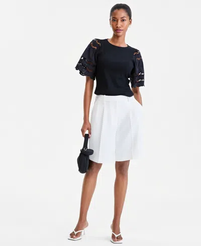 On 34th Women's High-rise Crepe Bermuda Shorts, Macy's Exclusive In White
