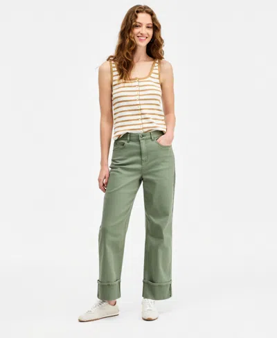 On 34th Women's High-rise Cuffed Wide-leg Ankle Pants, Macy's Exclusive In Green