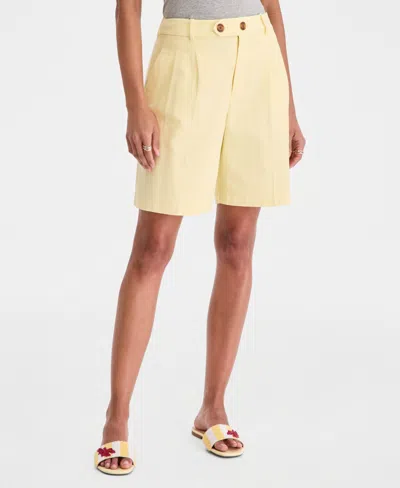On 34th Women's High-rise Linen-blend Bermuda Shorts, Macy's Exclusive In Yellow