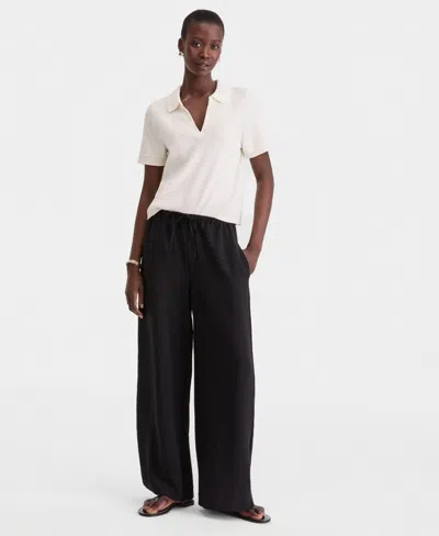 On 34th Women's High-rise Pull On Crepe Wide-leg Pants, Macy's Exclusive ' In Black