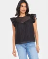 On 34th Women's Sheer Ruffle Sleeve Top, Created For Macy's In Deep Black