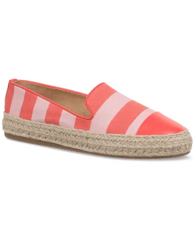 On 34th Women's Jaylee Embellished Slip-on Espadrille Flats, Created For Macy's In Red,pink Stripe