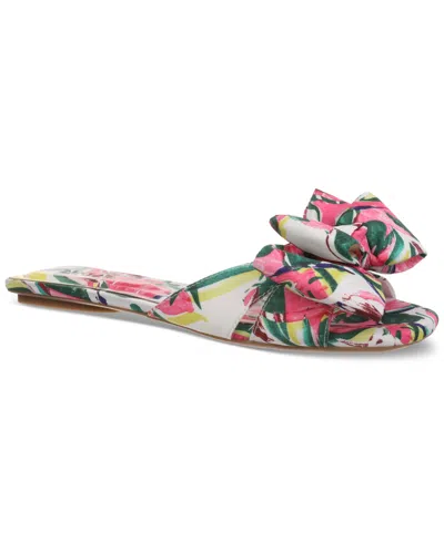 On 34th Women's Jazminn Bow Slip-on Slide Flat Sandals, Created For Macy's In Floral Fabric
