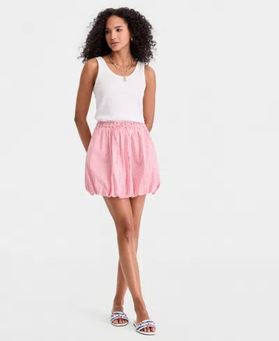 On 34th Women's Jenna Stripe Bubble-hem Mini Skirt, Macy's Exclusive In Pink