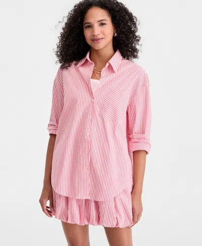 On 34th Women's Jenna Stripe Button-front Shirt, Macy's Exclusive In Pink