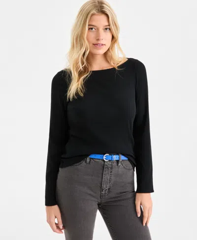 On 34th Women's Knit Boat-neck Bell-sleeve Top, Macy's Exclusive In Black