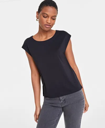 On 34th Women's Knit Crewneck Extended-sleeve Top, Created For Macy's In Deep Black
