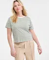 On 34th Women's Knit Easy Short-sleeve Striped T-shirt, Exclusively At Macy's In Gold