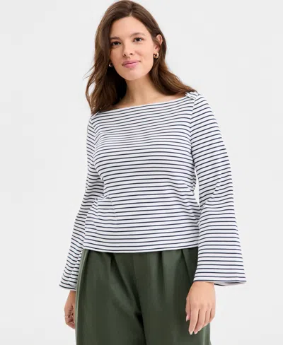 On 34th Women's Knit Long-sleeve Boat-neck Top, Macy's Exclusive In Multi