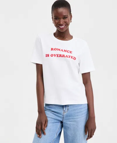 On 34th Women's Knit Romance Is Overrated T-shirt, Macy's Exclusive In White