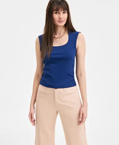 On 34th Women's Knit Scoop-neck Raglan-cap-sleeve Top, Exclusively At Macy's In Blazing Navy