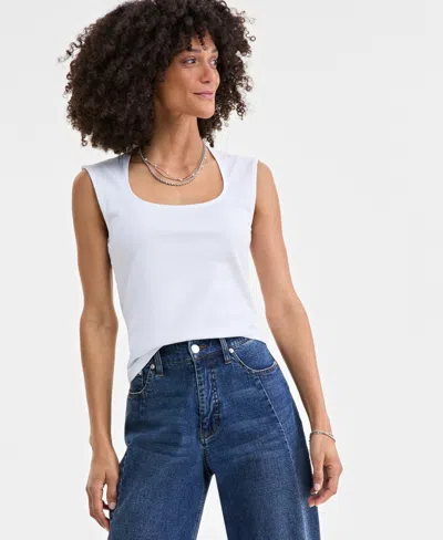 On 34th Women's Knit Scoop-neck Raglan-cap-sleeve Top, Exclusively At Macy's In Bright White