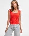 On 34th Women's Knit Scoop-neck Raglan-cap-sleeve Top, Exclusively At Macy's In Fiery Red