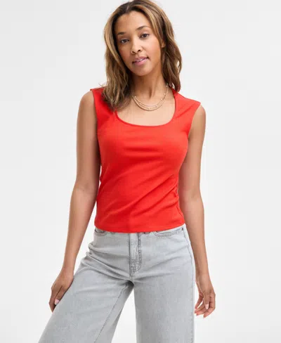 On 34th Women's Knit Scoop-neck Raglan-cap-sleeve Top, Exclusively At Macy's In Fiery Red