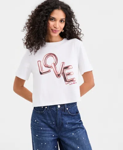On 34th Women's Knit Short-sleeve Love Graphic T-shirt, Macy's Exclusive In White