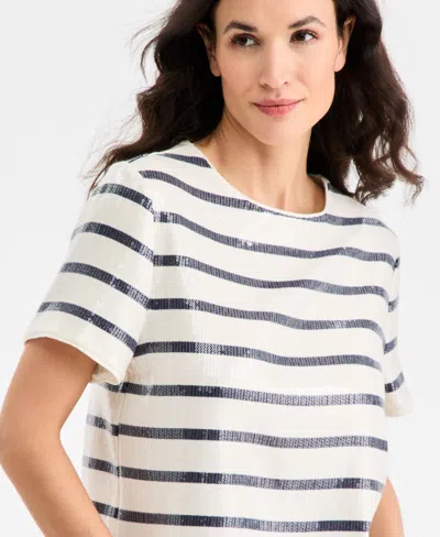 On 34th Women's Knit Short-sleeve Sequin T-shirt, Macy's Exclusive In Multi