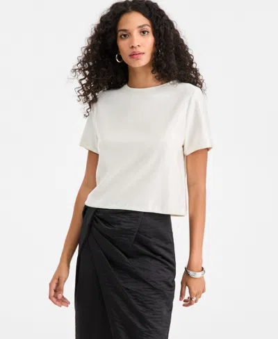 On 34th Women's Knit Short-sleeve Sequin T-shirt, Macy's Exclusive In White