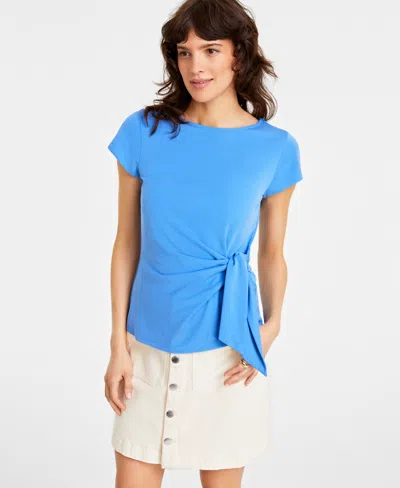 On 34th Women's Knit Side-tie T-shirt, Created For Macy's In Regatta