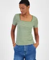 On 34th 's Women's Knit Square-neck Top, Created For Macy's In Olivine Cmb