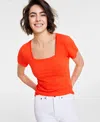 On 34th 's Women's Knit Square-neck Top, Created For Macy's In Rave Red