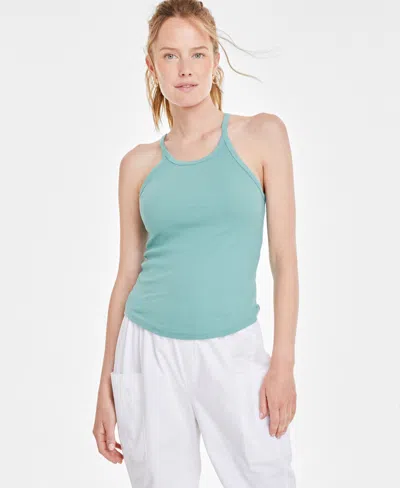 On 34th Women's Knit Strappy Scoop-neck Tank Top, Created For Macy's In Sea Spray